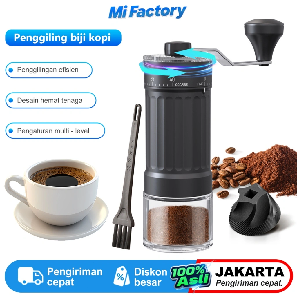Cliton Penggiling Biji Kopi Manual,Penggiling Kopi,Gilingan Biji Kopi Inti Keramik Premium & Desain Hemat Tenaga, Giling Halus/Kasar, Portabel untuk Travel/Dapur