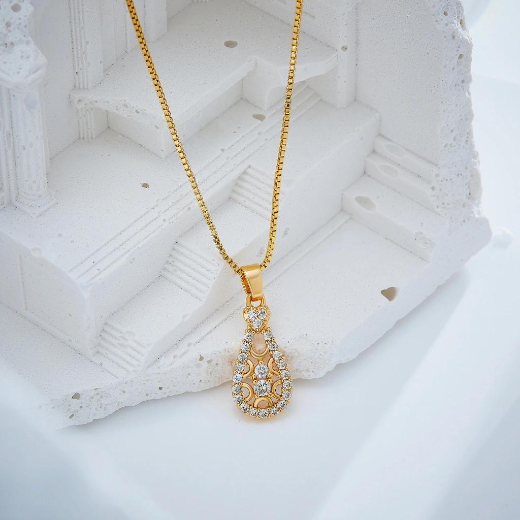 BLK Kalung Wanita Perhiasan Emas Titananium Gold Silver Permata Jewelry Premium Anti Karat