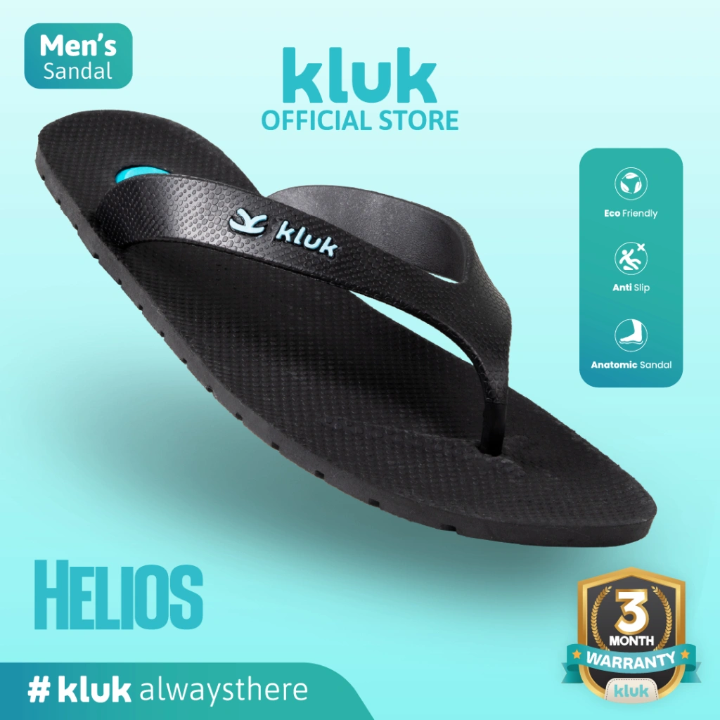 KLUK Sandal Jepit Pria - Helios Uno Esta Fullblack - Anatomic Premium Sandal