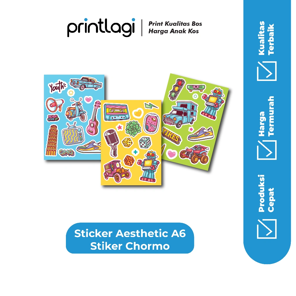 sticker aesthetic / custom sticker / sticker laptop / stiker hp / Cetak Stiker Custom Kiss Cut