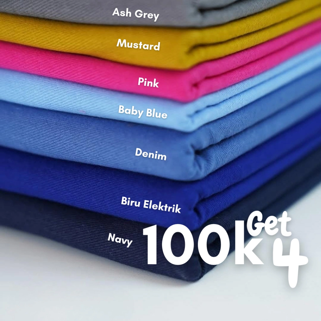 100k GET 4 Polly Cotton Premium Plain Square (Kerudung Jilbab Hijab Segiempat Bahan Pollycotton