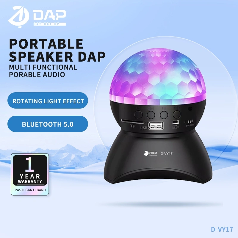 DAP D-VY17 Speaker Bluetooth 5.0 Rotating Light Super Bass - Garansi 1 Tahun