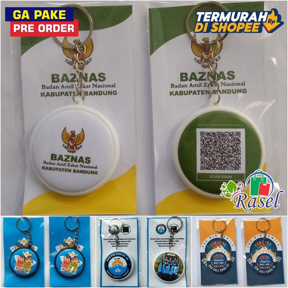pin ganci 2 muka list hitam gantungan kunci souvenir ukuran 45mm