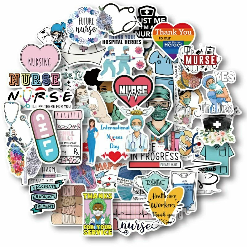 Stiker Pack Perawat Aesthetic Stiker Nurse Stiker Perawat terbaru- Stiker High Quality, Stiker Aesthetic Stiker Laptop Stiker Helm Stiker Tumblr Stiker HP, Aksesoris Hp , Anti Air