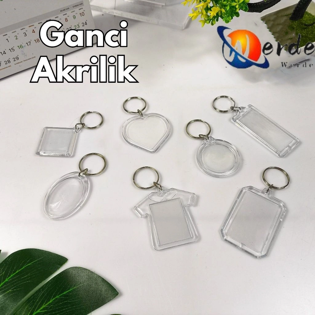 50pcs Ganci Akrilik Gantungan Kunci Insert Paper Photo / Gantungan Kunci Transparan Keychain Bening Polos Souvenir Kreasi Stationery