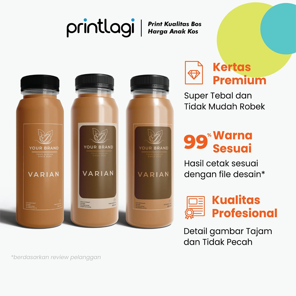 CETAK STICKER LABEL BOTOL VINYL DAN TRANSPARAN / Label Stiker Botol Anti Air 250ml