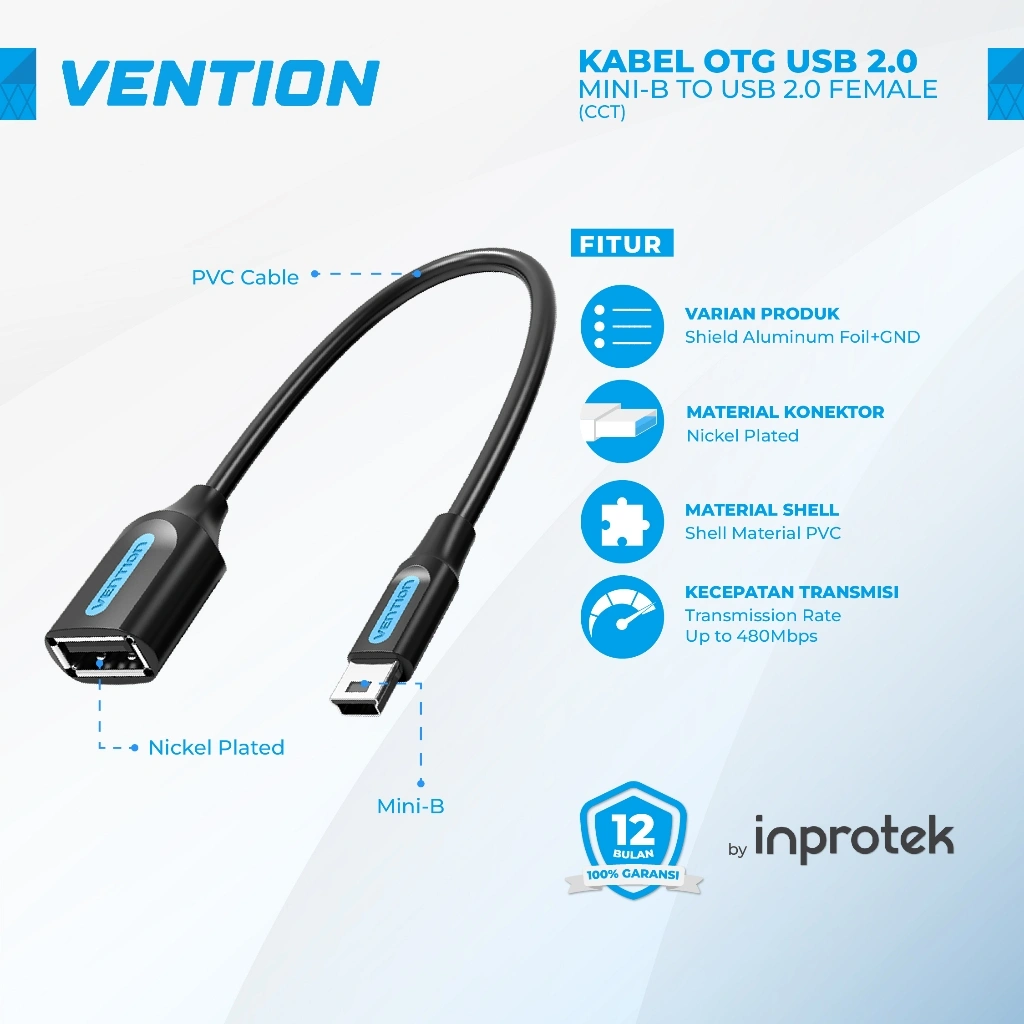 Vention Kabel OTG USB 2.0 Mini-B to USB 2.0 Female