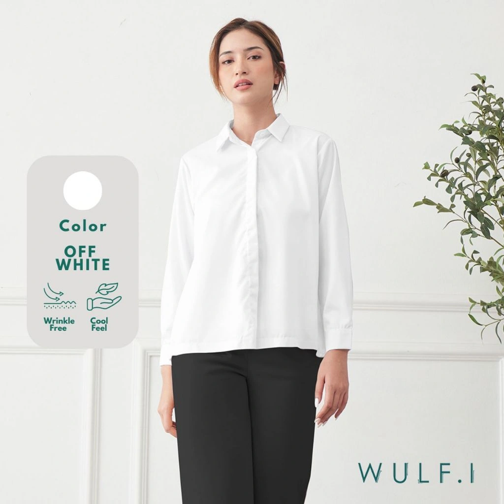 Wulfi Atasan Kemeja Day To Day Office Shirt Putih Off White/Kemeja Kantor Putih Off White