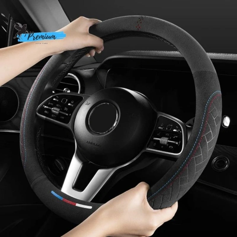 Cover Sarung Setir Mobil Full Suede Premium ALCANTARA / Sarung Stir Mobil / Car Steering Wheel Cover (SWC04)
