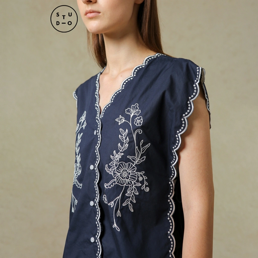 COTTONINK Studio - Outerwear Vest Wanita Navy Araceli #BestSelling