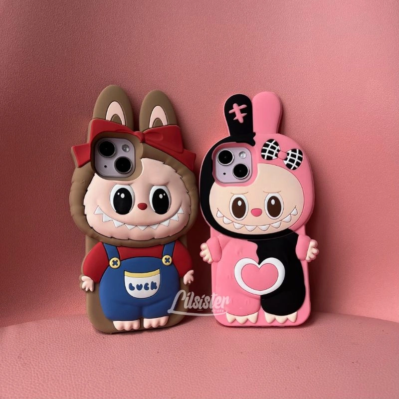 Fujiya Custom Monster Labubu Premium Silicone 3D Iphone Case (XR 11 12 13 14 15 PRO PROMAX)