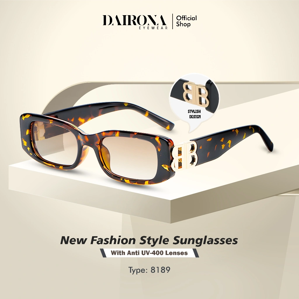 Dairona Eyewear Kacamata Hitam Gaya Wanita Sunglasses Fashion Korean Style Terbaru UV400 Polarized Anti Silau Matahari TR-90 8189