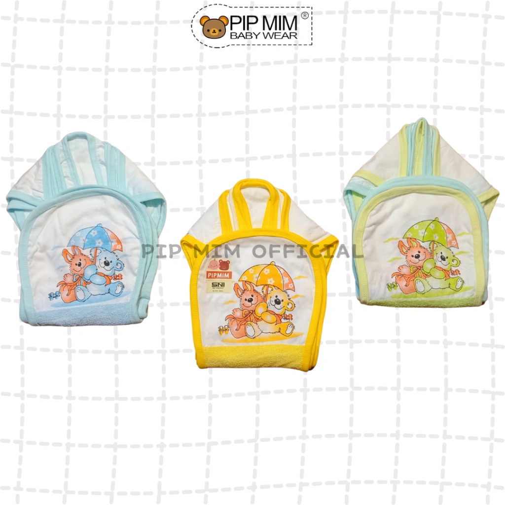 Pip Mim Baby - 12Pcs Popok Bayi Tali Handuk Katun Motif Happy Bear Murah Ber SNI
