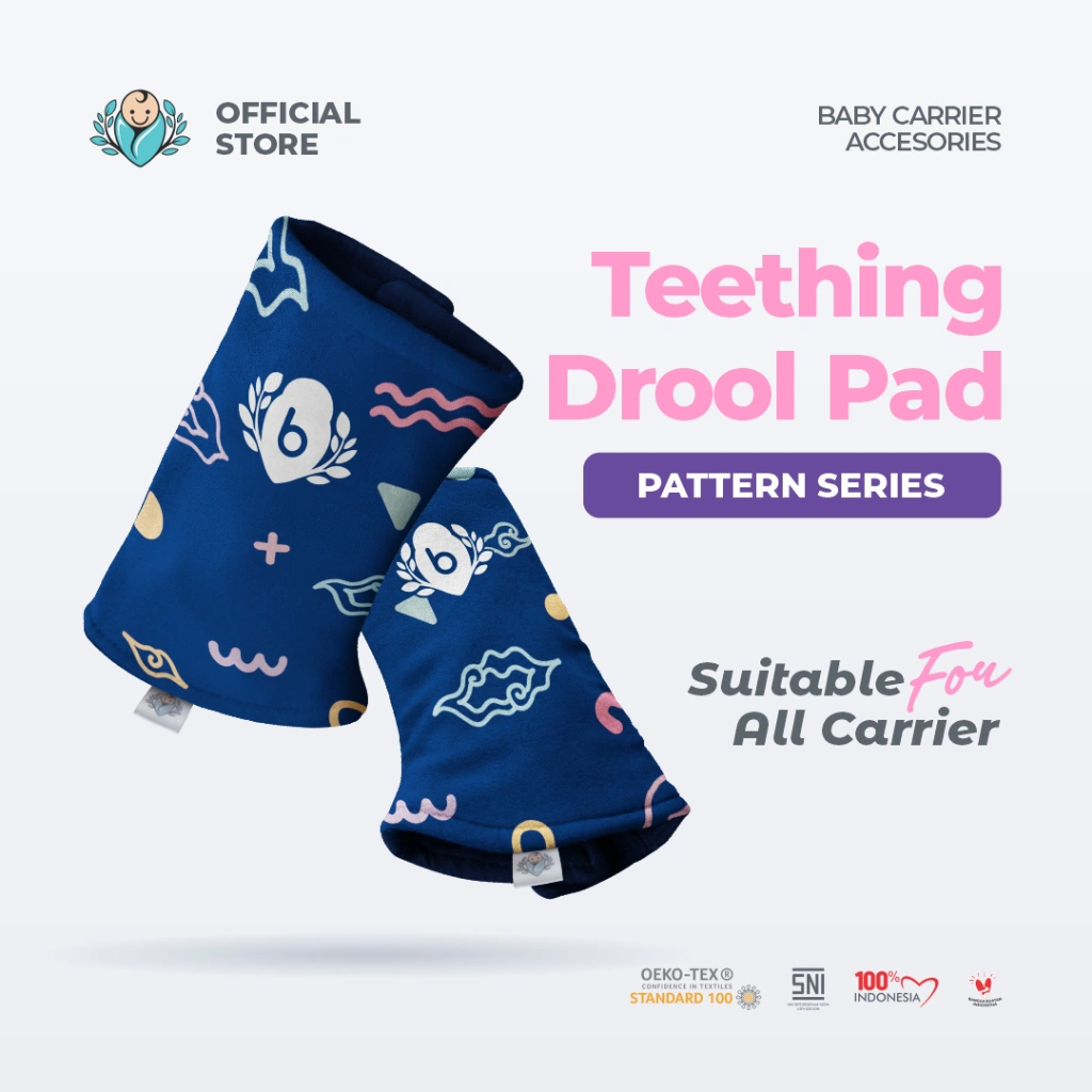 BAYIKU.ID Teether Teething Drool Pad Pelindung Gendongan SSC / Hipseat Teether Gigitan Bayi Motif