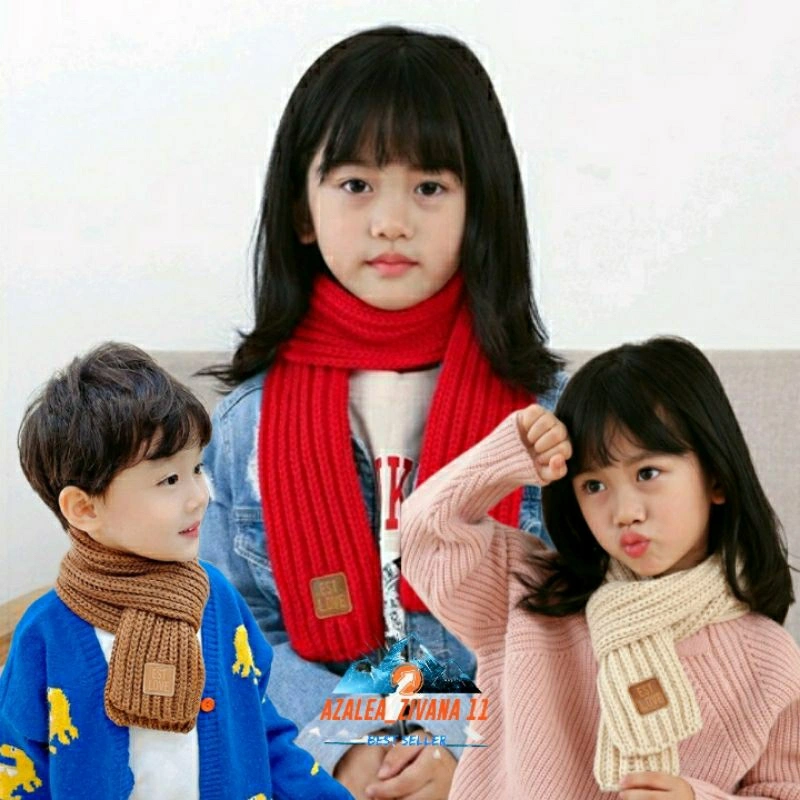 Scarf Syal Rajut Wool Musim Dingin Anak Scarf Winter Panjang 110-120Cm