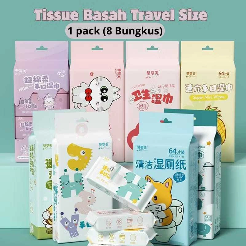 Tisu Basah Mini Travel Size isi 8 Bungkus Tisu Murah Promo Baby Wipes Tisu Murah Tissue Mini