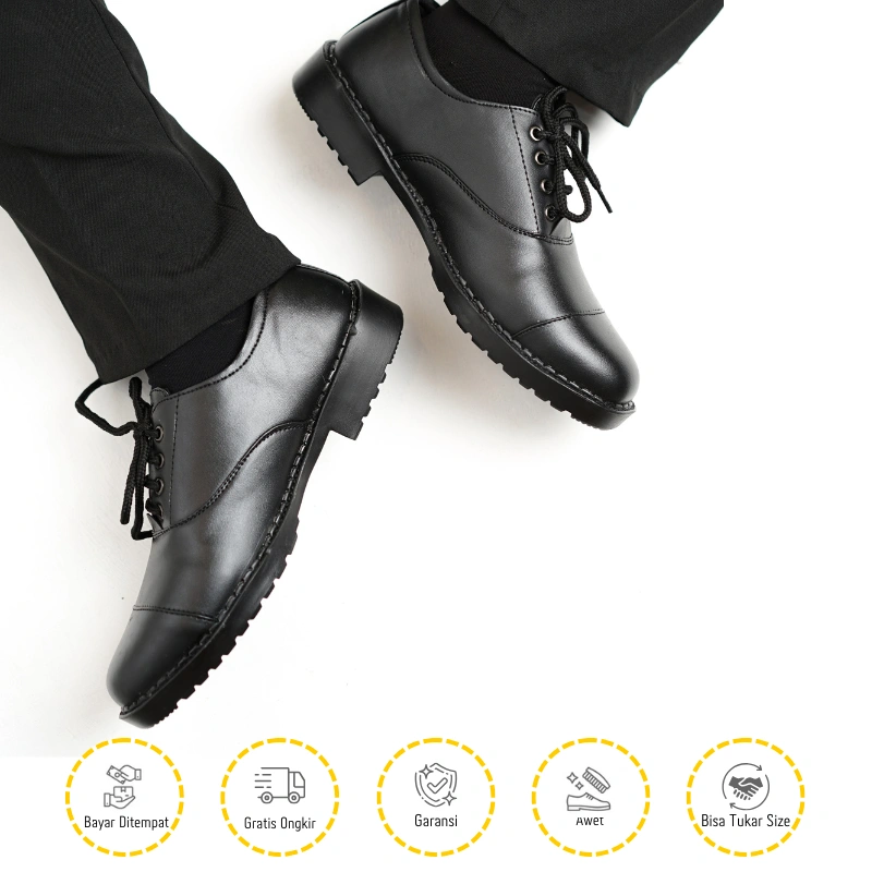 Pantofel hitam pria murah sepatu acara formal model tali