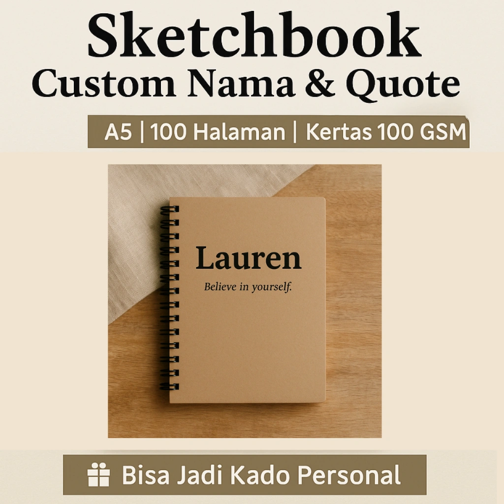 Sketchbook Spiral Custom Nama | Buku Sketsa Aesthetic Personal | Buku Catatan Spiral Unik
