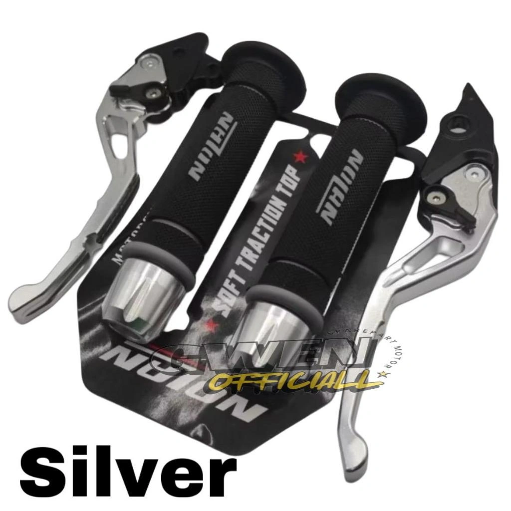 Handgrip NOLAN Original HG55 + Jalu Stang CNC + Handle Rem Stelan CNC Handgrip Motor Satria Fu Sonic Crf15 Tiger Cbr150 Gsx Gtr bahannya Cnc