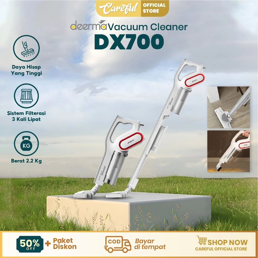 (COD)Deerma DX700 2-In-1 Handheld Vacuum Cleaner home penyedot debu