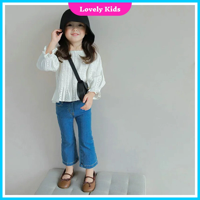Celana Jeans Cutbray Anak Perempuan High Waist Import Size 1-10 Tahun Denim