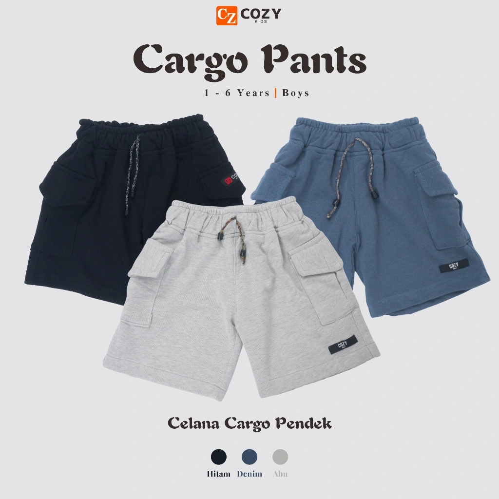 Cozy Kids Celana Cargo Pendek Anak Laki Laki Usia 1-6 Tahun
