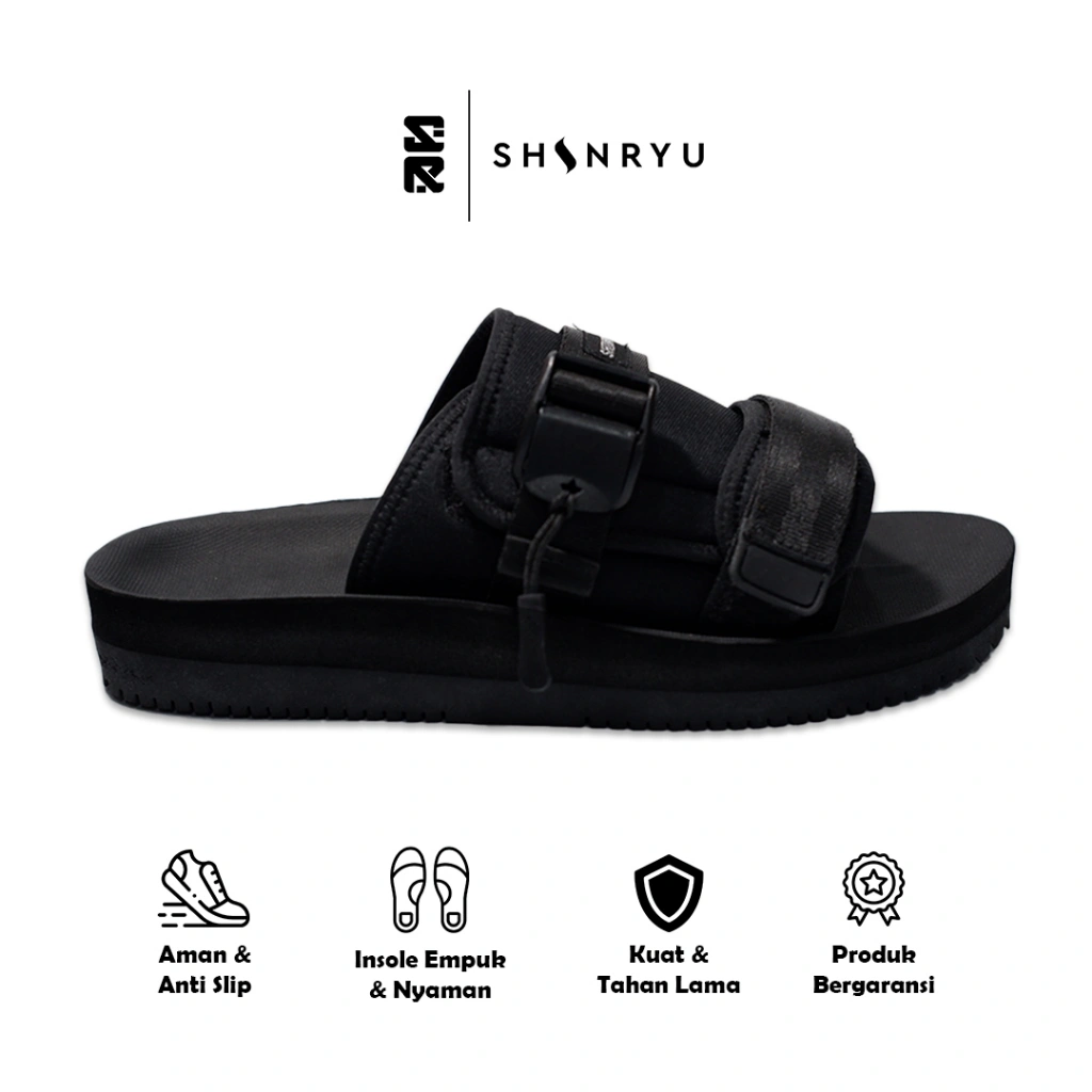 Shinryu.id Moon Black Sandal Pria Sandal Wanita Sandal Casual Sandal Travelling