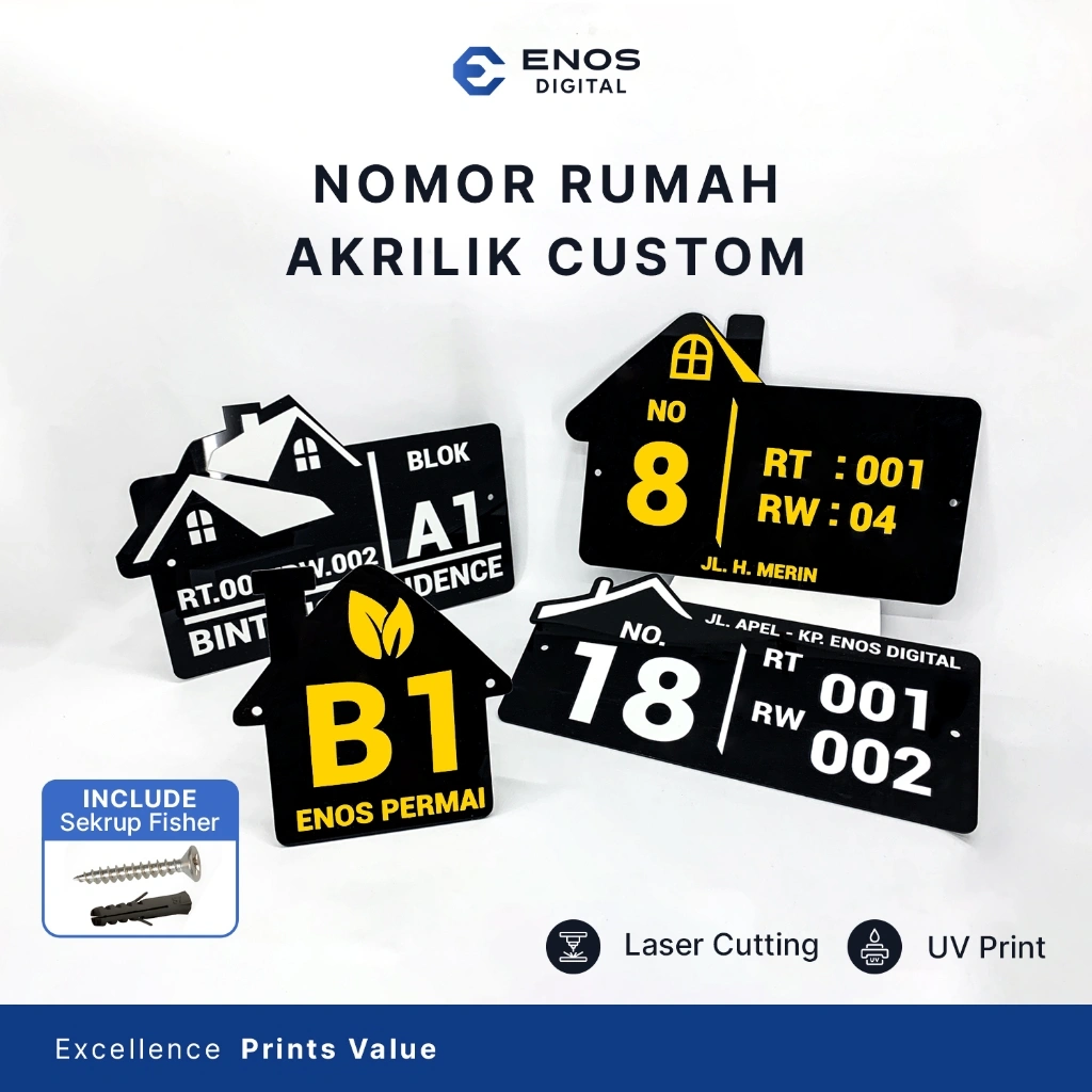Papan Nomor Rumah Akrilik/ Nomer Rumah/ No. Rumah/ Alamat Rumah Aesthetic