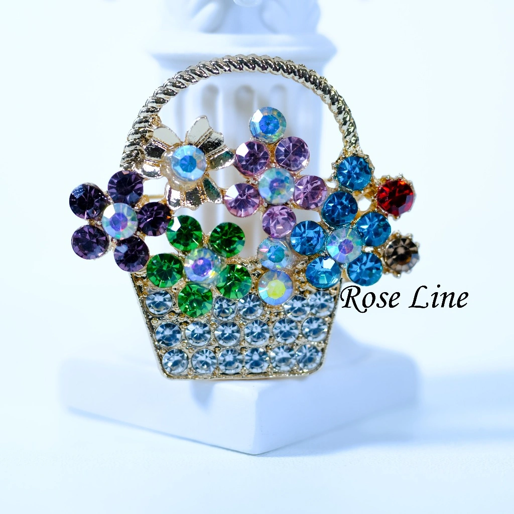Bros Eternal Crystal Romance – Elegant Brooch Crystal Bouquet Flowers – Free Kotak Display
