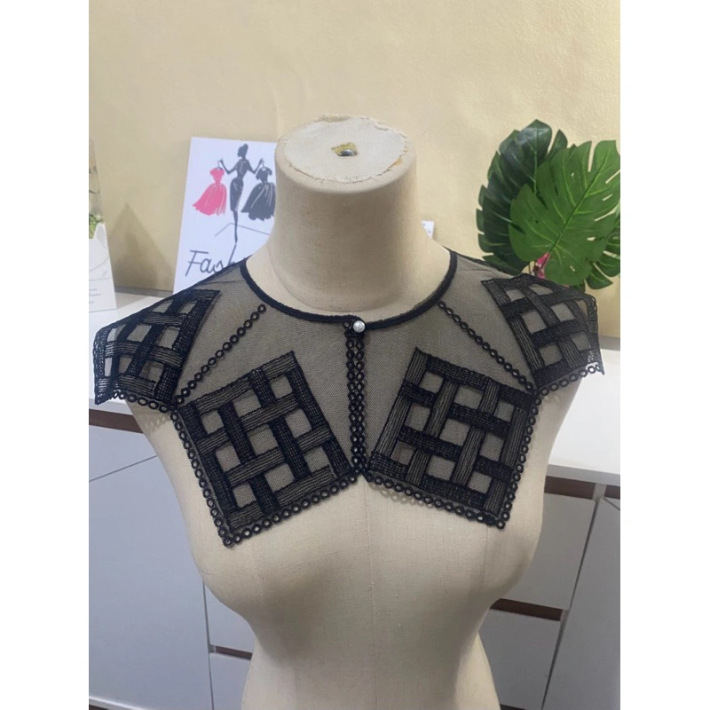 Lace Mesh Shawl Detachable Collar Pearl