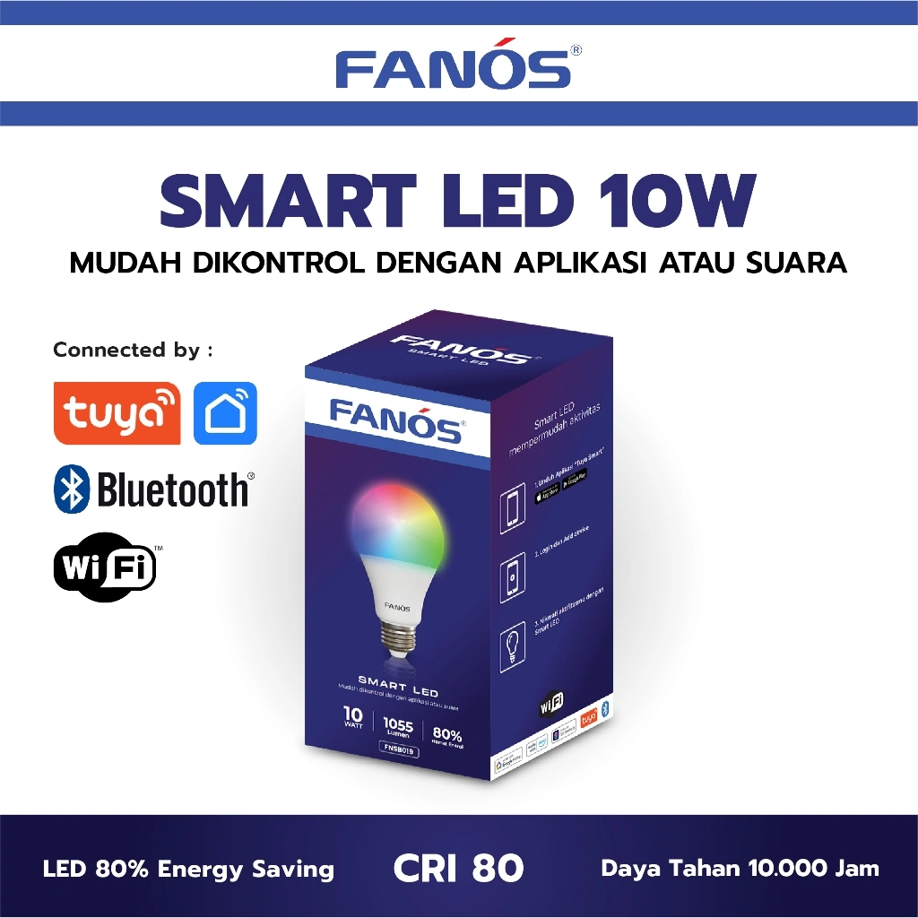 Fanos Smart LED Bulb BLUETOOTH WIFI 10W RGB SNI