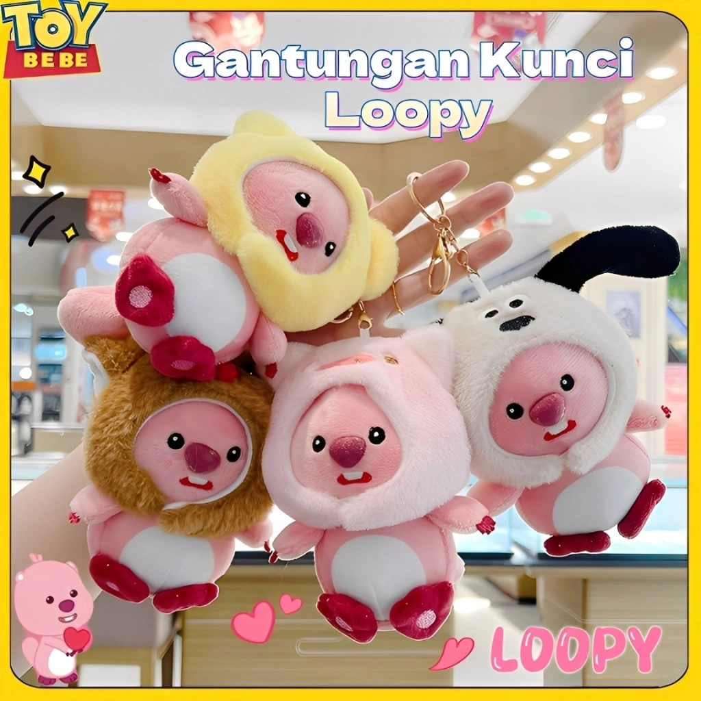 TOYBEBE Loopy Boneka Keychain/ Gantungan Tas Lucu/ Tas Sekolah Liontin Lucu Hadiah/ Stress Relief Toy/ Gantungan Kunci Couple /Mainan Plush Lucu