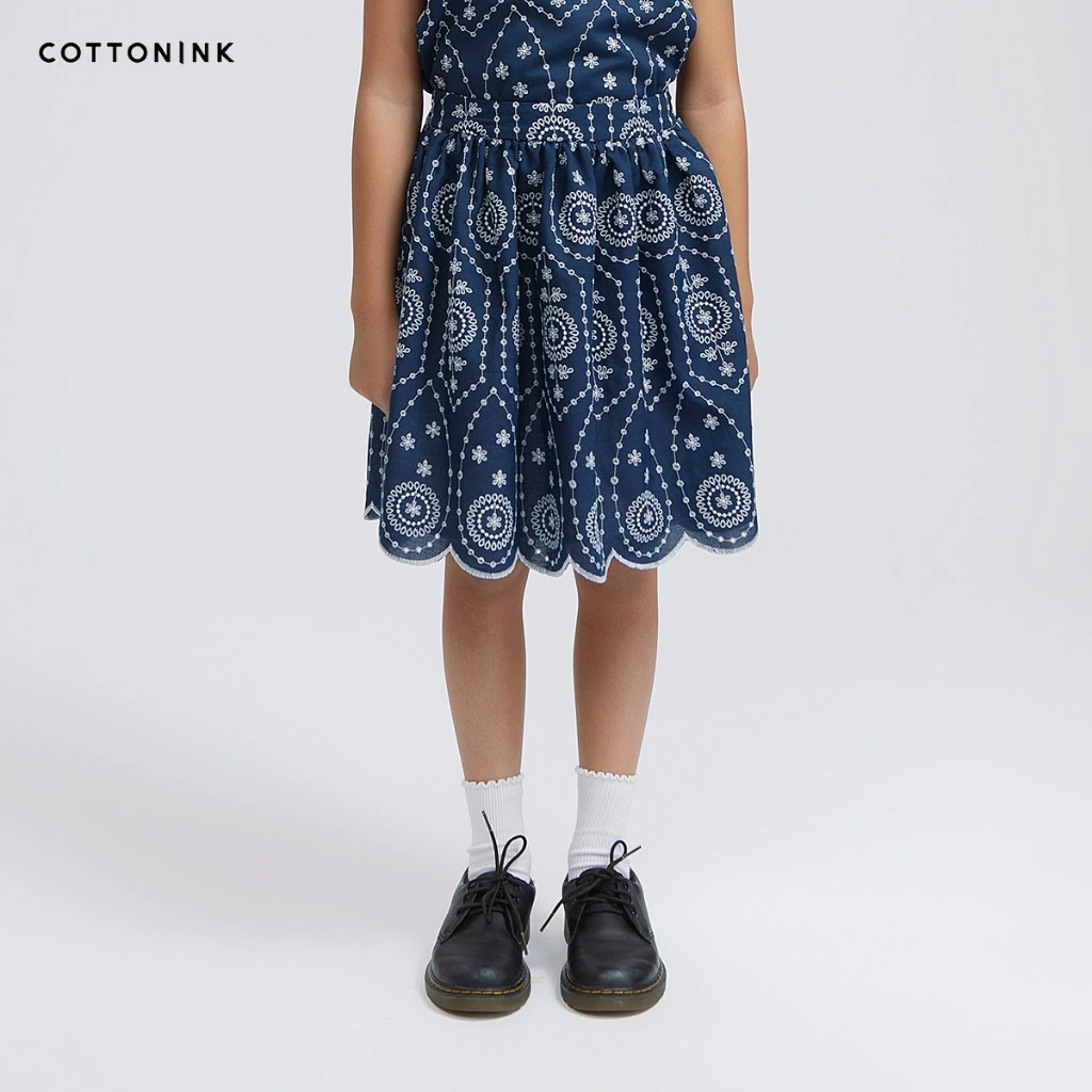 COTTONINK Mini - Bawahan Rok Anak Perempuan Navy Embroidered Dasha #FallWinter2025