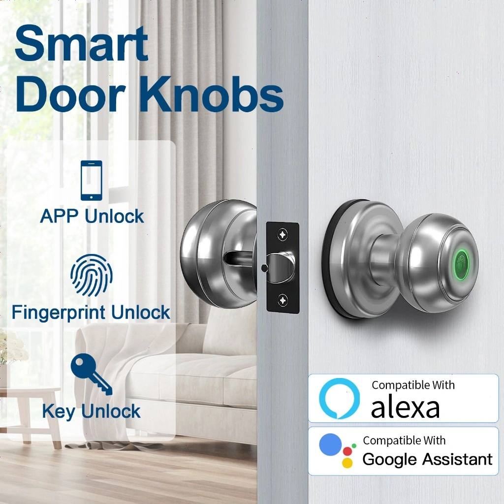TUYA Smart Door knob Fingerprint Door Lock Smart Lock Biometric Door Lock Fingerprint Door knob with App Control