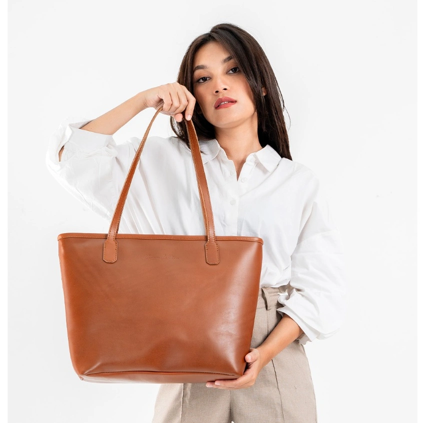 Kenes Leather Tote Bag Wanita Kulit Asli RUBY - Free Gravir Nama