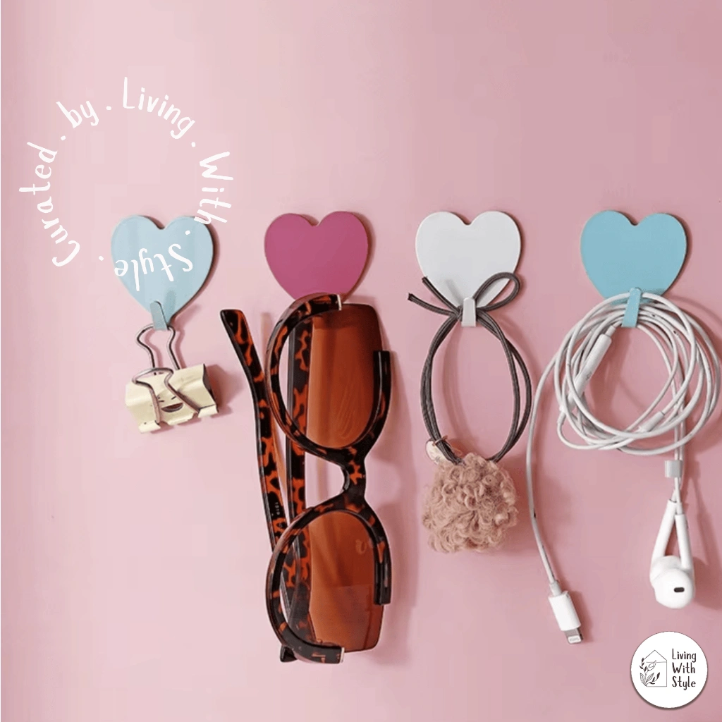 Living With Style - Love Shaped Metal Wall Hook / Gantungan Dinding Tempel Bentuk Hati Lucu Unik Aesthetic / Hook Accessories Baju Premium