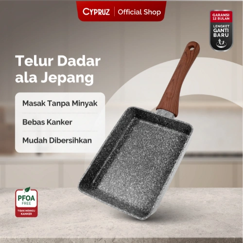 Cypruz Tamagoyaki Panci Wajan Penggorengan Telur Anti Lengket Grey Marble Series