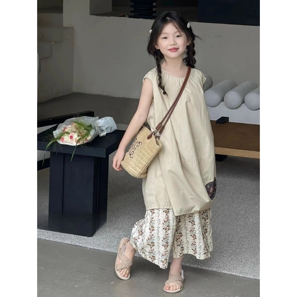 LEORA GIRL SET Baju Anak Perempuan Setelan Korean Style Atasan Blouse Sleeveless Celana Kulot Motif Bunga Kekinian Trendy Usia 2 Tahun - 8 Tahun