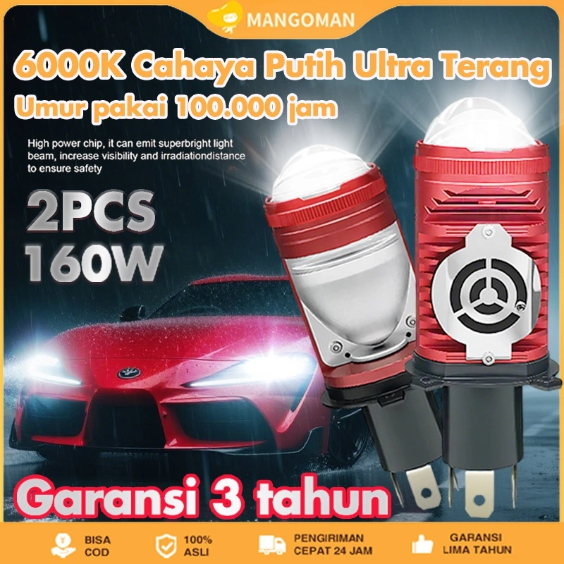 ORIGINAL Lampu led H4 Mobil Dan Motor Led 2 Pcs 160 Watt Super Terang Mini Biled Projector Lampu Tinggi Dan Rendah Waterproof