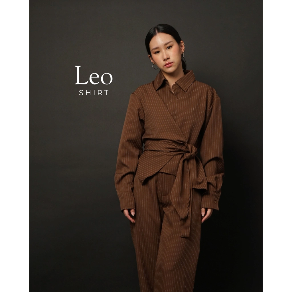 KANNEE - LEO SHIRT | KEMEJA ATASAN LENGAN PANJANG WANITA STRIPES GARIS KERJA KANTOR DAILY FITTED