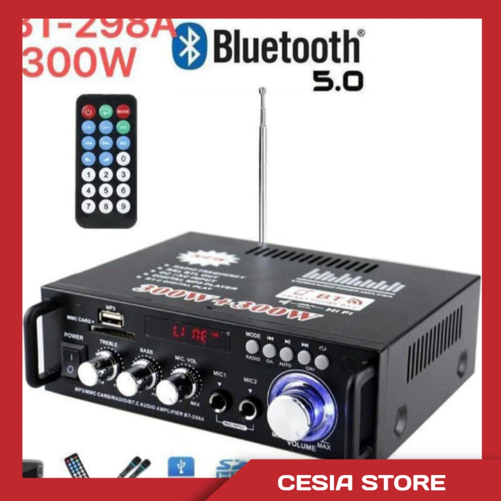 [ CS ] AMPLI BT-298A 300+300W Amplifier Bluetooth Audio Karaoke Home Theaster Bluetooth EQ Karaoke Home