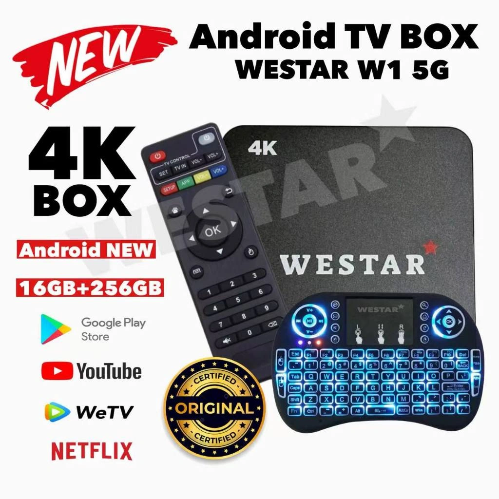 Android TV Box 4K WESTAR - RAM 8GB+128GB 16GB+256GB - Support 5G WiFi, Youtube & Netflix