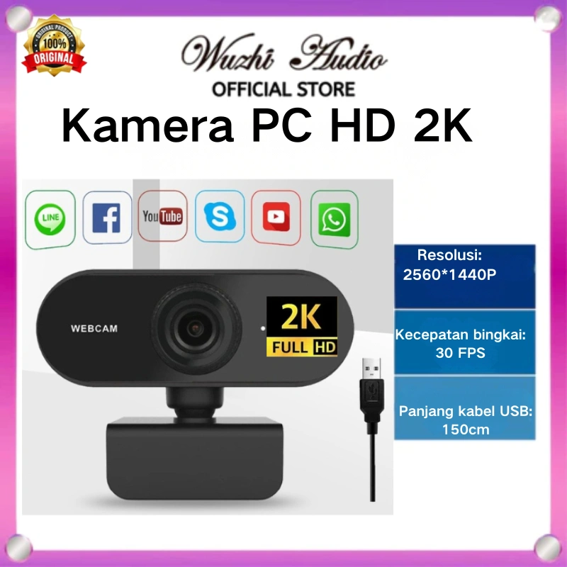 Webcam Panggilan Video Full HD 1440P 2K Untuk PC Laptop Home USB Video Webcam Dengan Mikrofon / Webcam PC