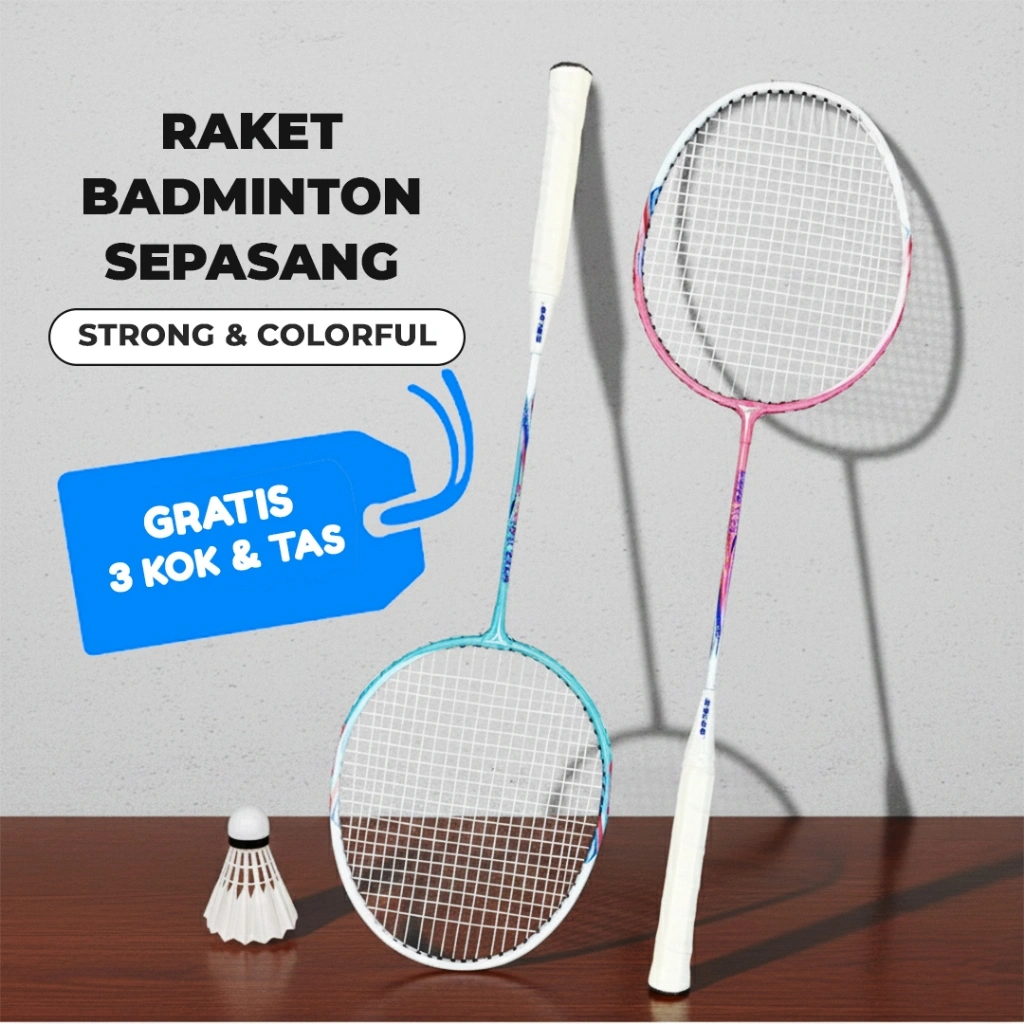 BBAK RAKET BADMINTON/ RAKET BULU TANGKIS ISI 2 FREE BAG/KOK BULUTANGKIS/SHUTTLECOCK/KOK BADMINTON HIGH QUALITY
