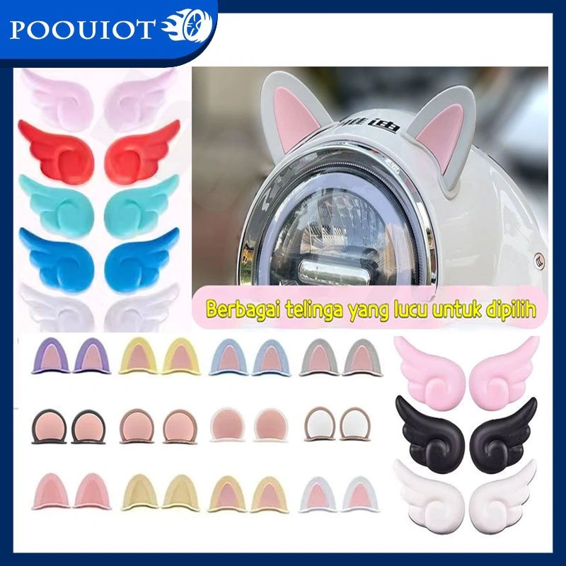 POOU IOT COD Hiasan Telinga Kucing Motor/ Mobil Listrik/Aksesoris Modifikasi Motor /Mobil Listrik Lucu Helm/Modifikasi Stiker Helm Aksesoris Telinga Kucing Lucu Untuk