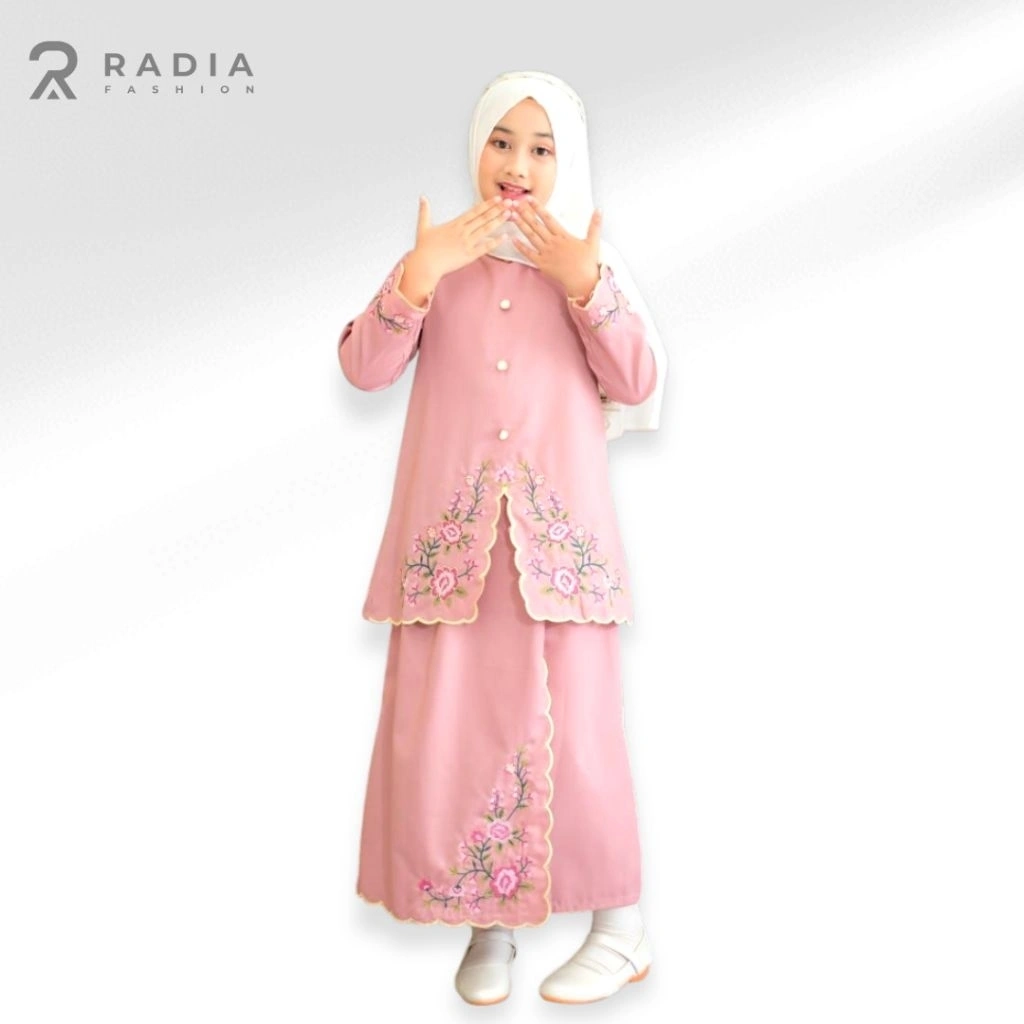 Radia Fashion Setelan Rok Muslim Anak Eldena Katun Toyobo mix Bordir Printing