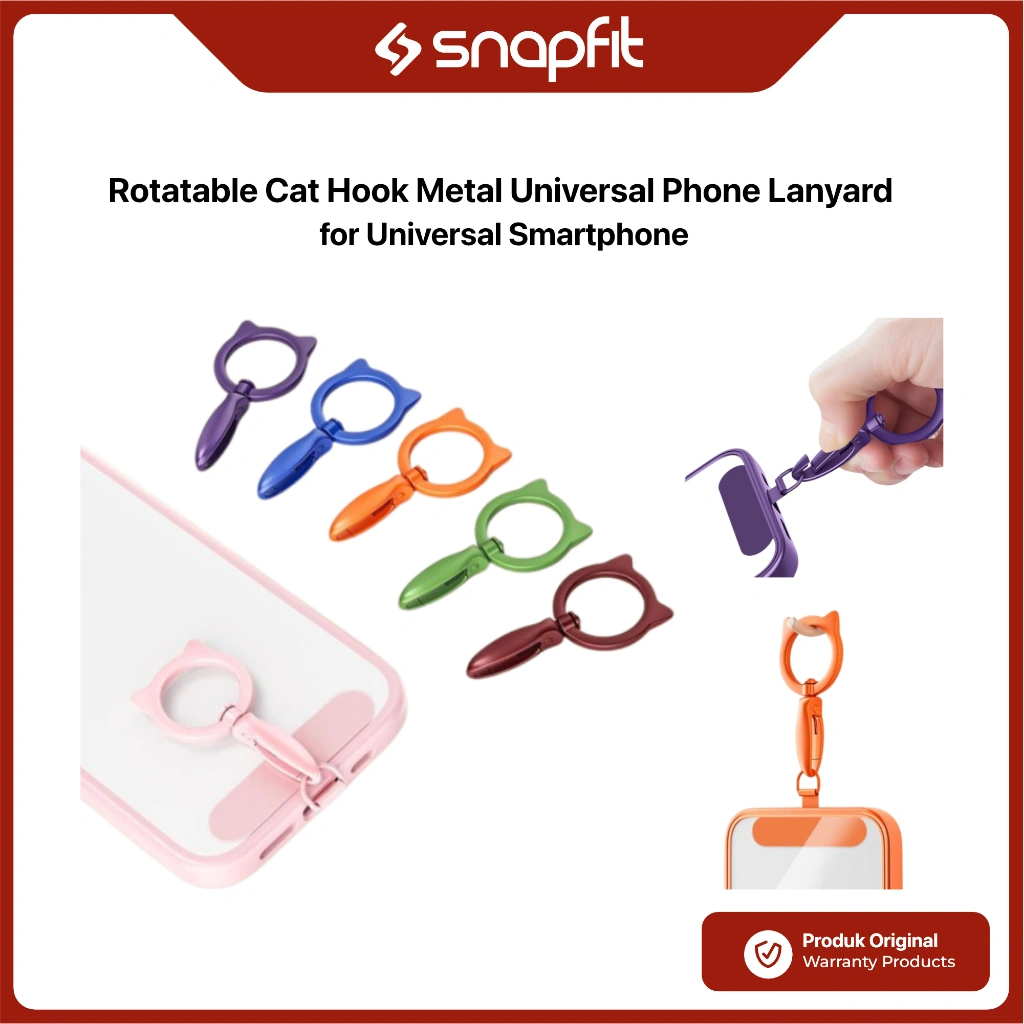 Phone Lanyard Universal SNAPFIT Phone Lanyard Rotatable Cat Hook Metal Universal Phone Ring Buckle Gantungan HP