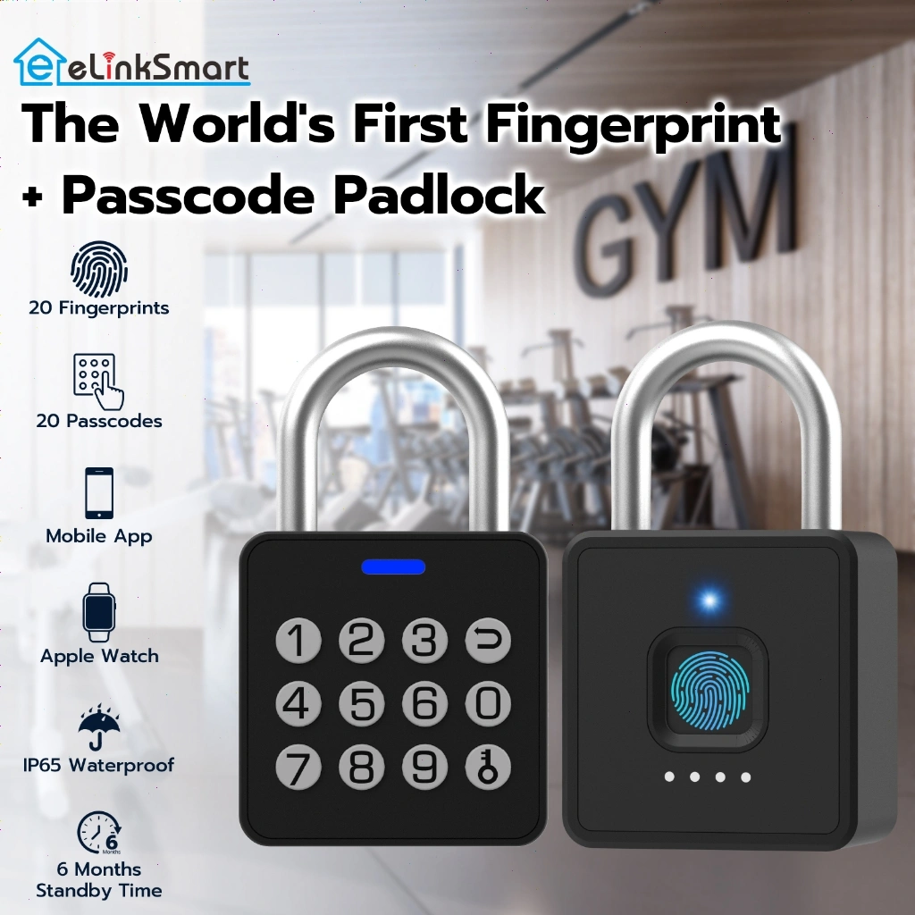 Fingerprint Gym Locker Lock with Code Keypad, Waterproof Keyless Smart Padlock, Biometric Bluetooth App Combination Pad Lock for Locker Storage Unit Outdoor Fence Gate Shed Pool School