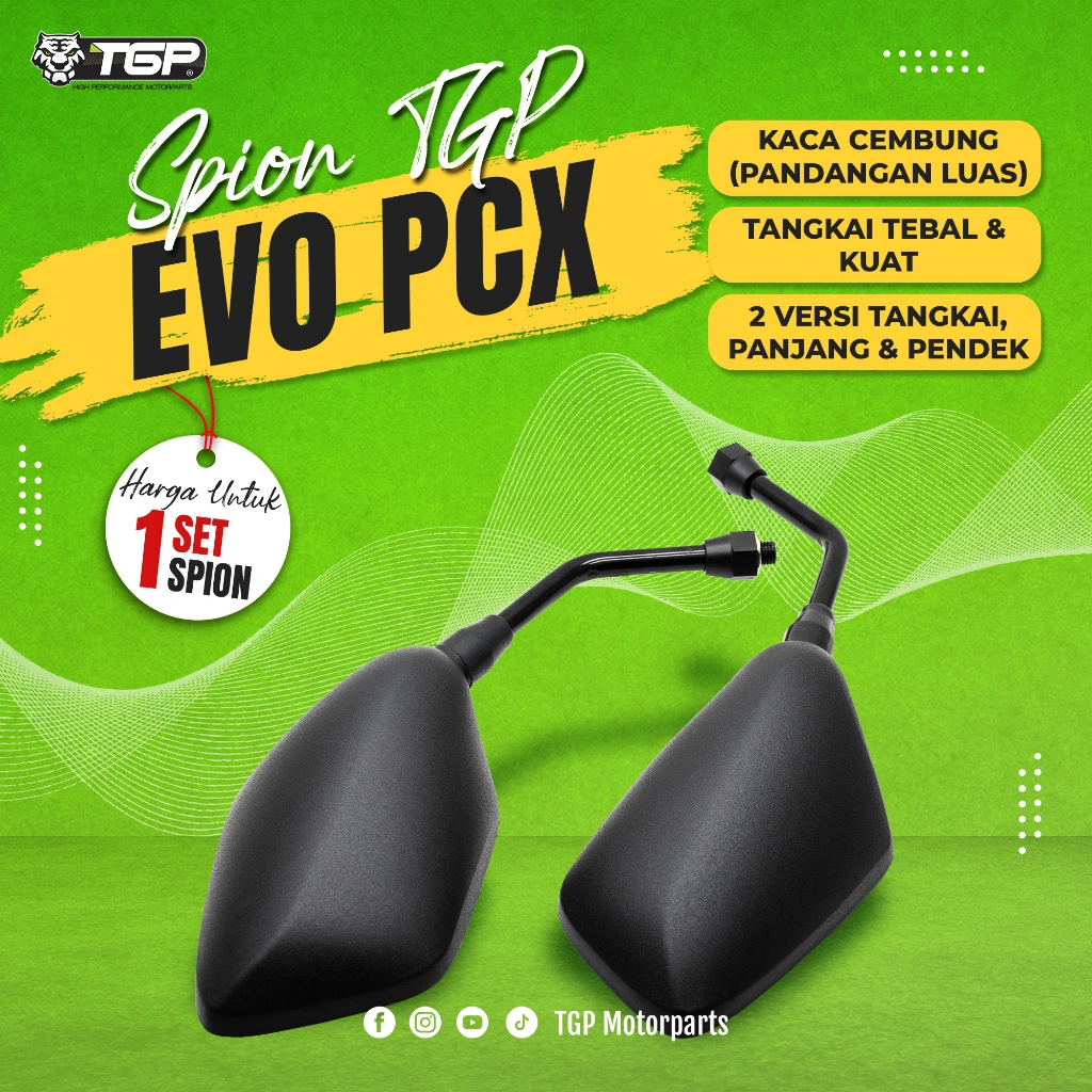 Spion Motor Honda TGP Evo PCX Vario Stylo Beat Scoopy Genio HDV Forza 150 160 Kaca Cembung - Panjang