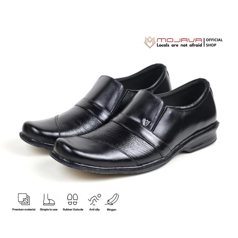 Mojava M35 Sepatu Pria Pantofel Oxford Kulit Formal Slop 100% Kulit Asli Hitam Size 39 sd 43